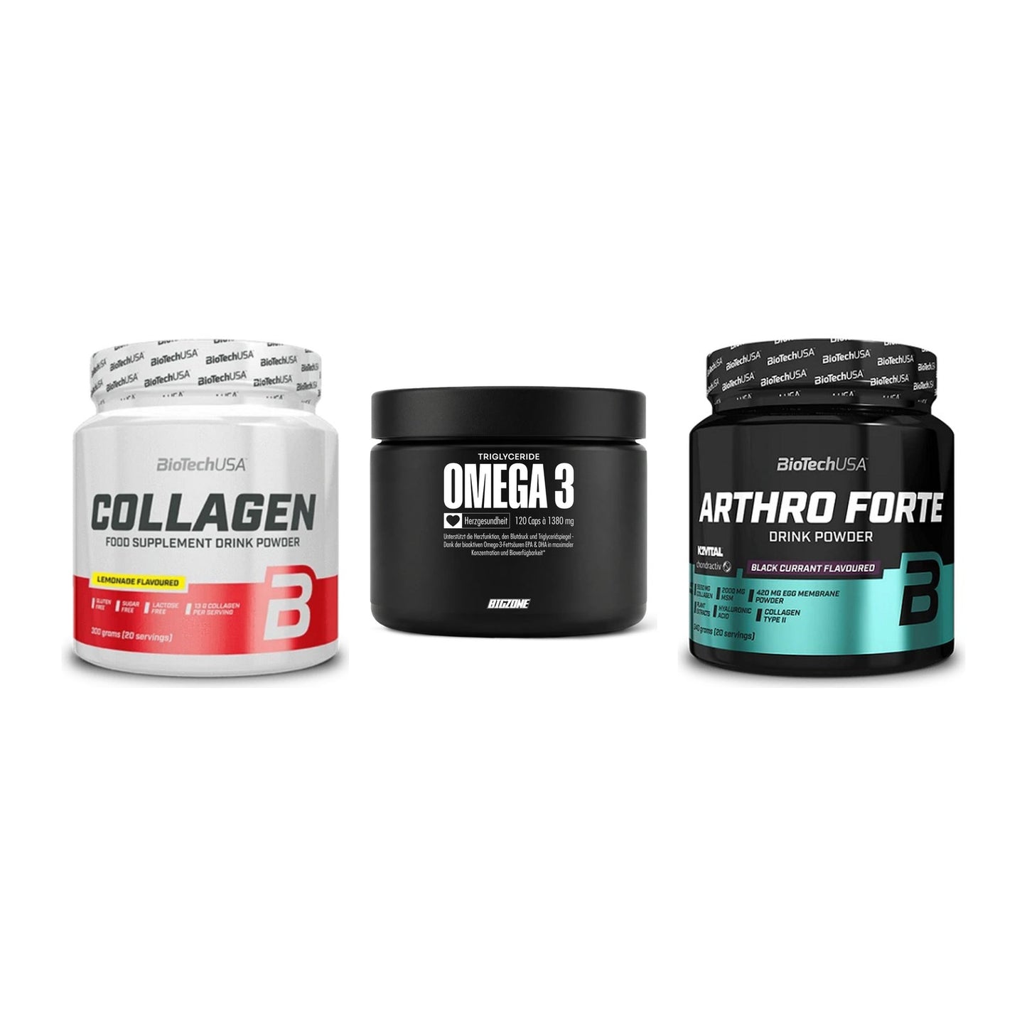 Gelenk-Set: BioTech Collagen + Big Zone Omega 3 + BioTech Arthro – alle enthaltenen Artikel
