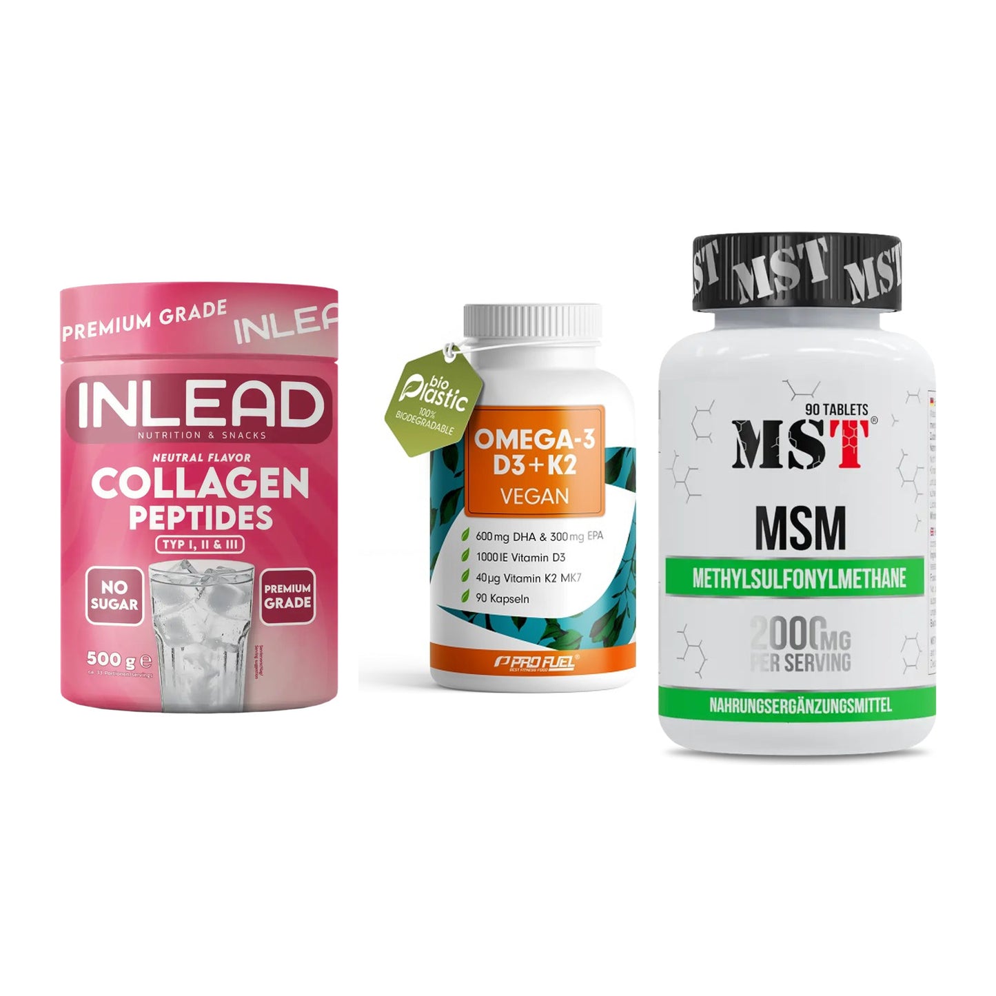 Gelenk-Set: INLEAD Collagen + ProFuel Omega 3 + MST MSM 2000 / – alle enthaltenen Artikel