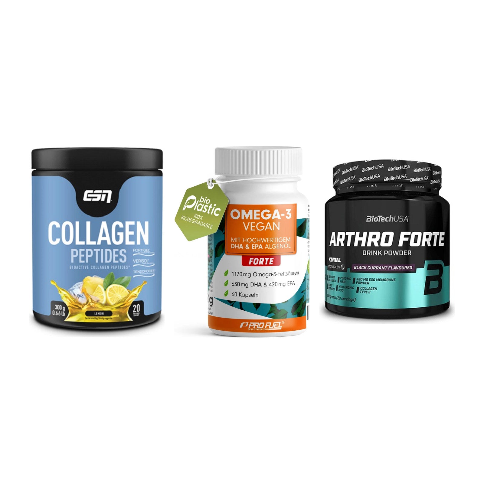 Gelenk-Set: ESN Collagen + ProFuel Omega 3 + BioTech Arthro – alle enthaltenen Artikel