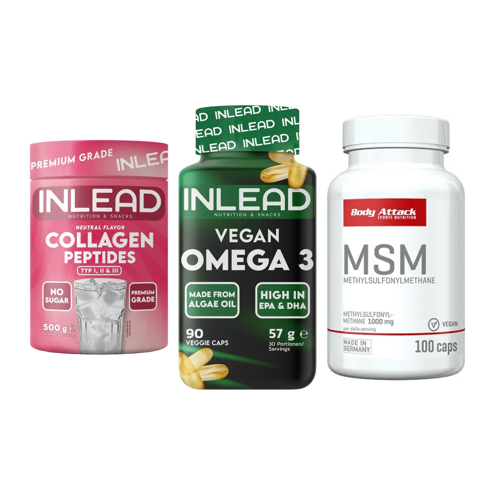 Gelenk-Set: INLEAD Collagen + INLEAD Vegan + Body Attack MSM – alle enthaltenen Artikel