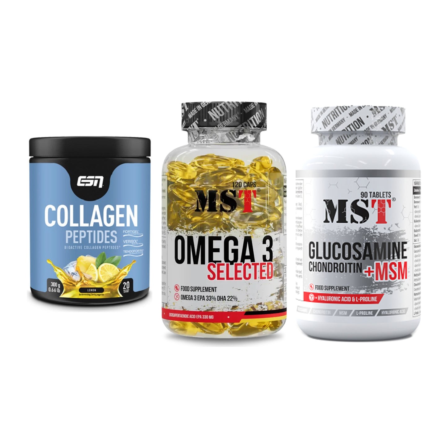 Gelenk-Set: ESN Collagen + MST Omega 3 + MST Glucosamine – alle enthaltenen Artikel
