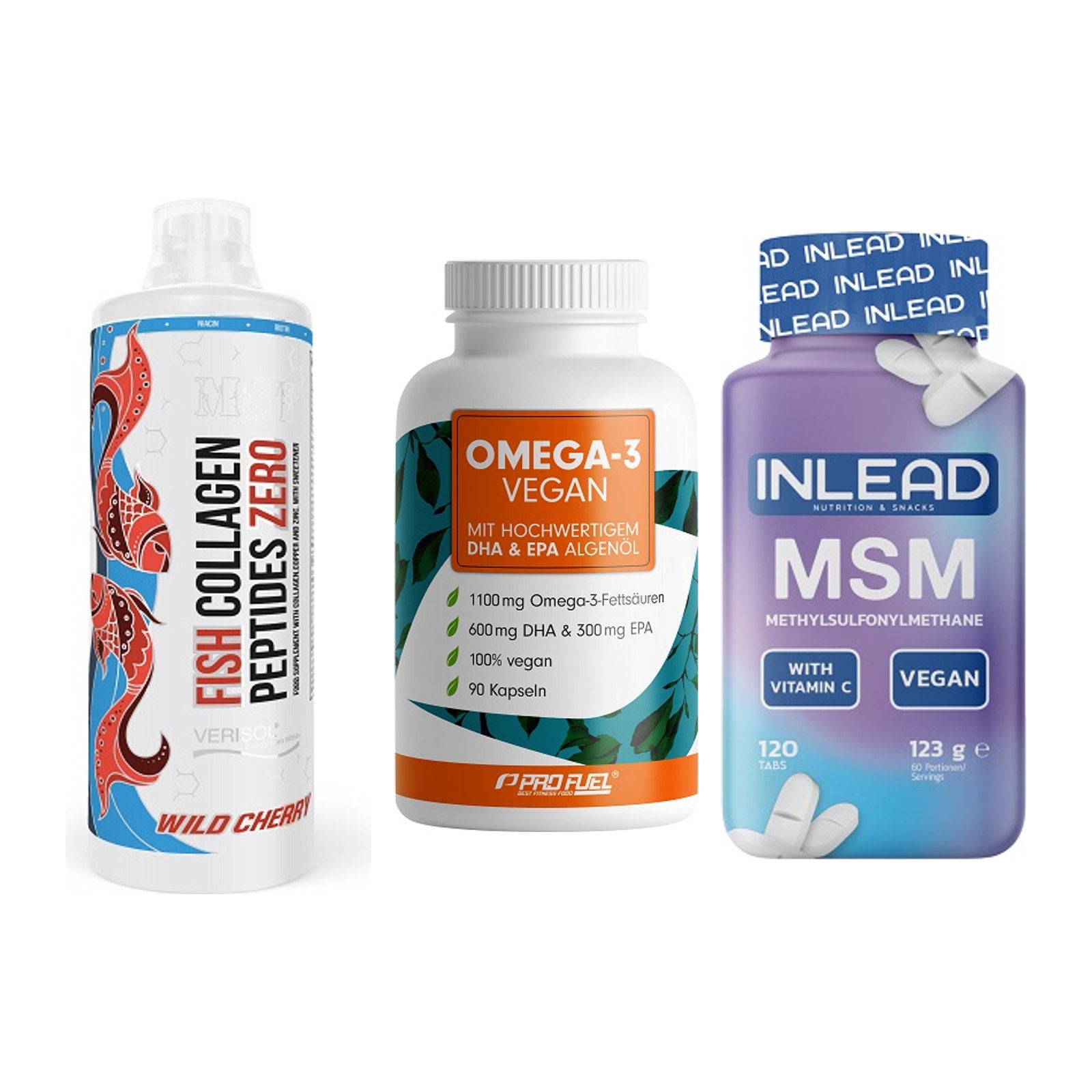 Gelenk-Set: MST Fish Collagen + ProFuel Omega 3 + INLEAD MSM – alle enthaltenen Artikel