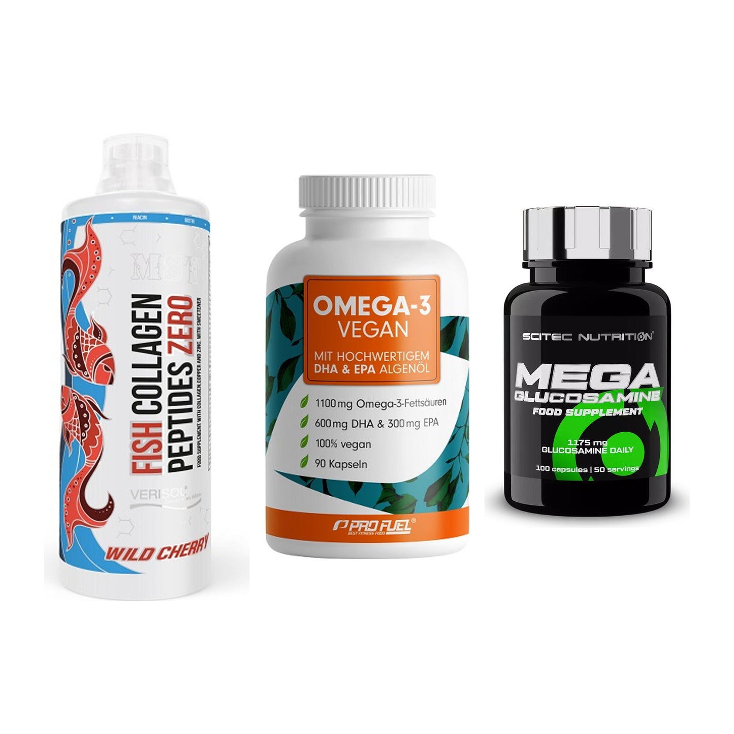 Gelenk-Set: MST Fish Collagen + ProFuel Omega 3 + Scitec Mega – alle enthaltenen Artikel