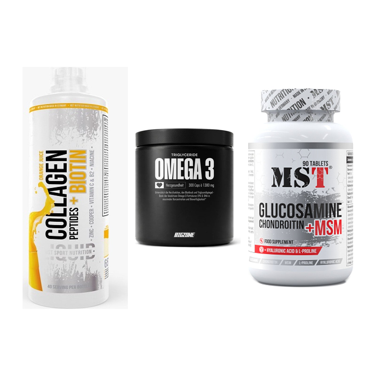 Gelenk-Set: MST Collagen + Big Zone Omega 3 + MST Glucosamine – alle enthaltenen Artikel