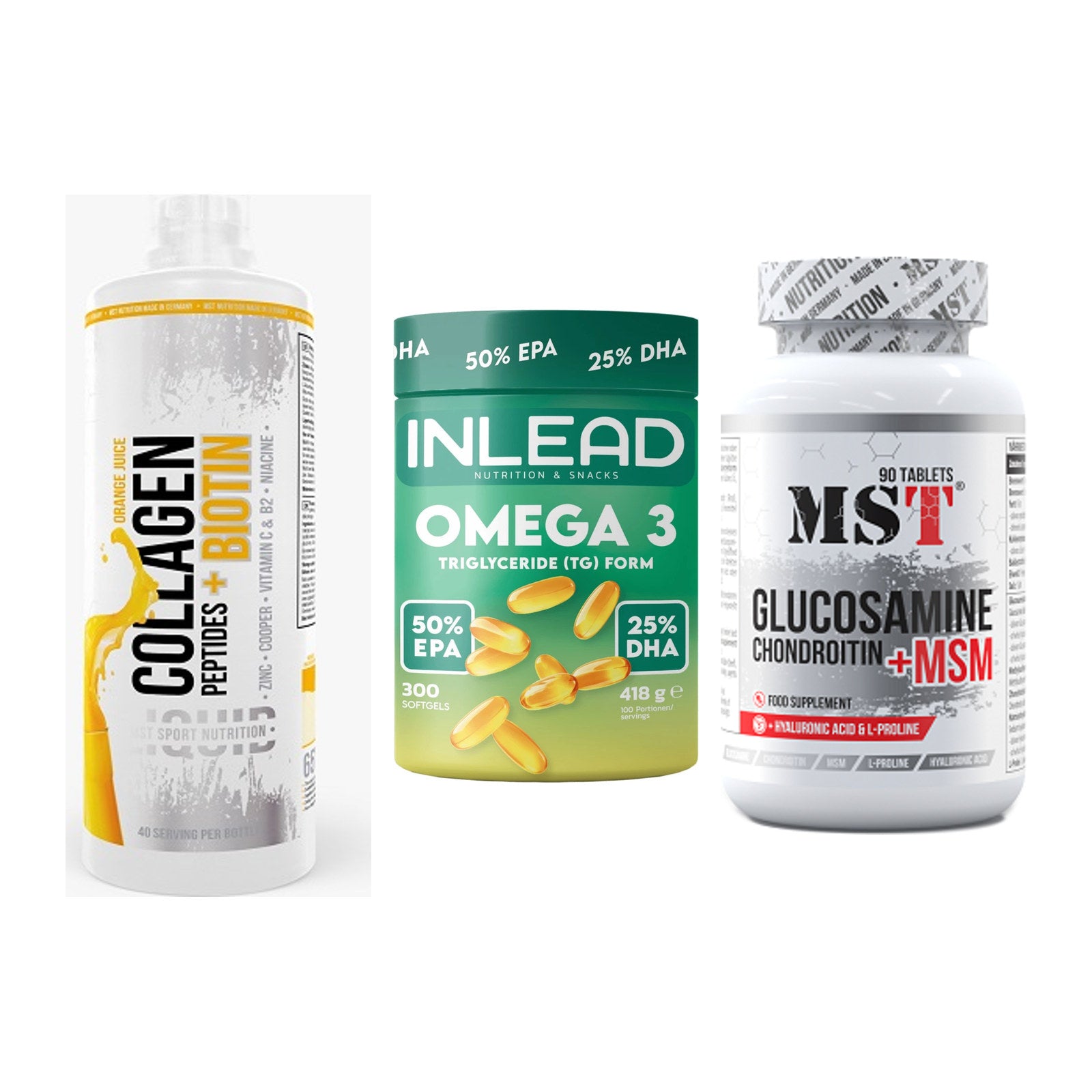 Gelenk-Set: MST Collagen + INLEAD Omega-3 + MST Glucosamine – alle enthaltenen Artikel