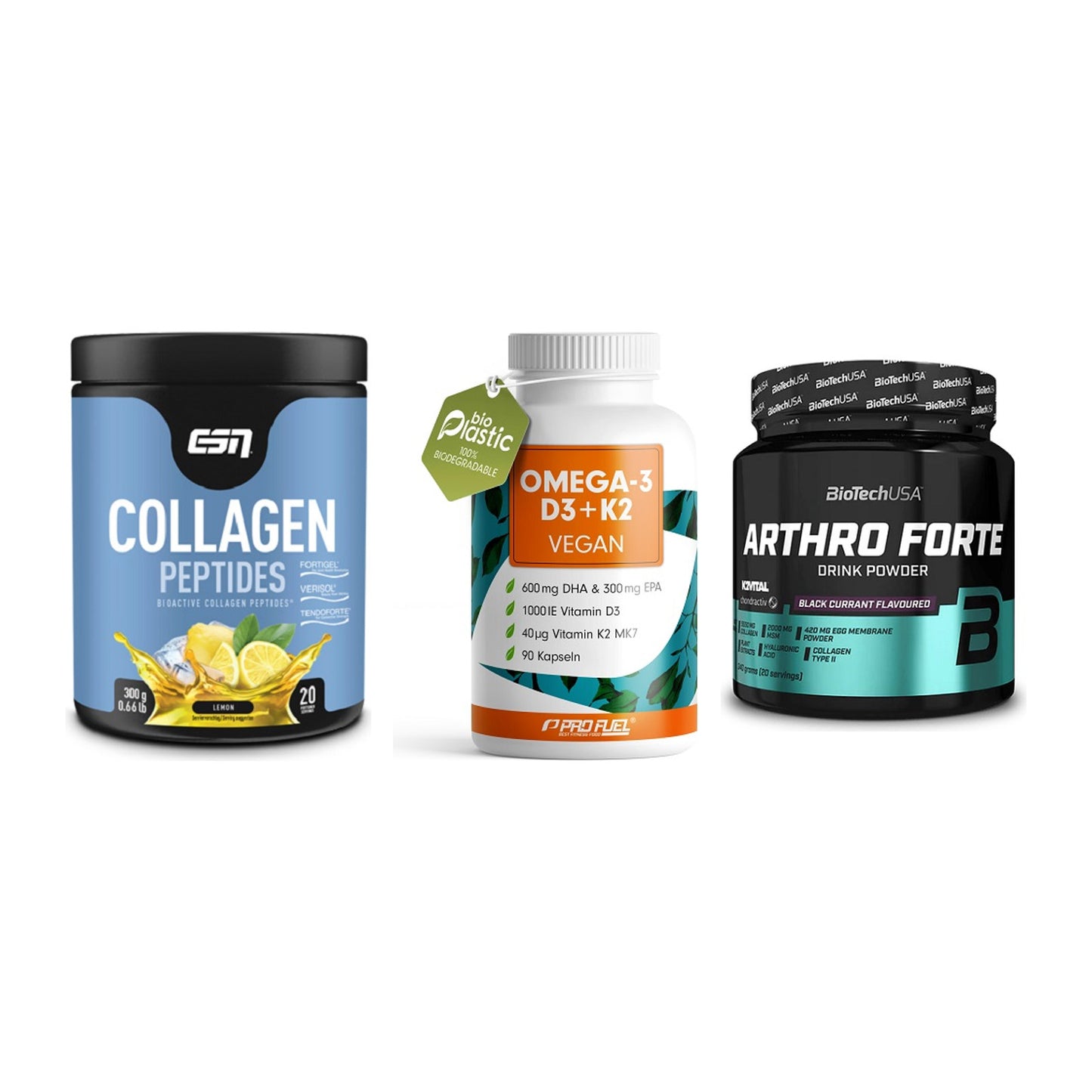 Gelenk-Set: ESN Collagen + ProFuel Omega 3 + BioTech Arthro – alle enthaltenen Artikel