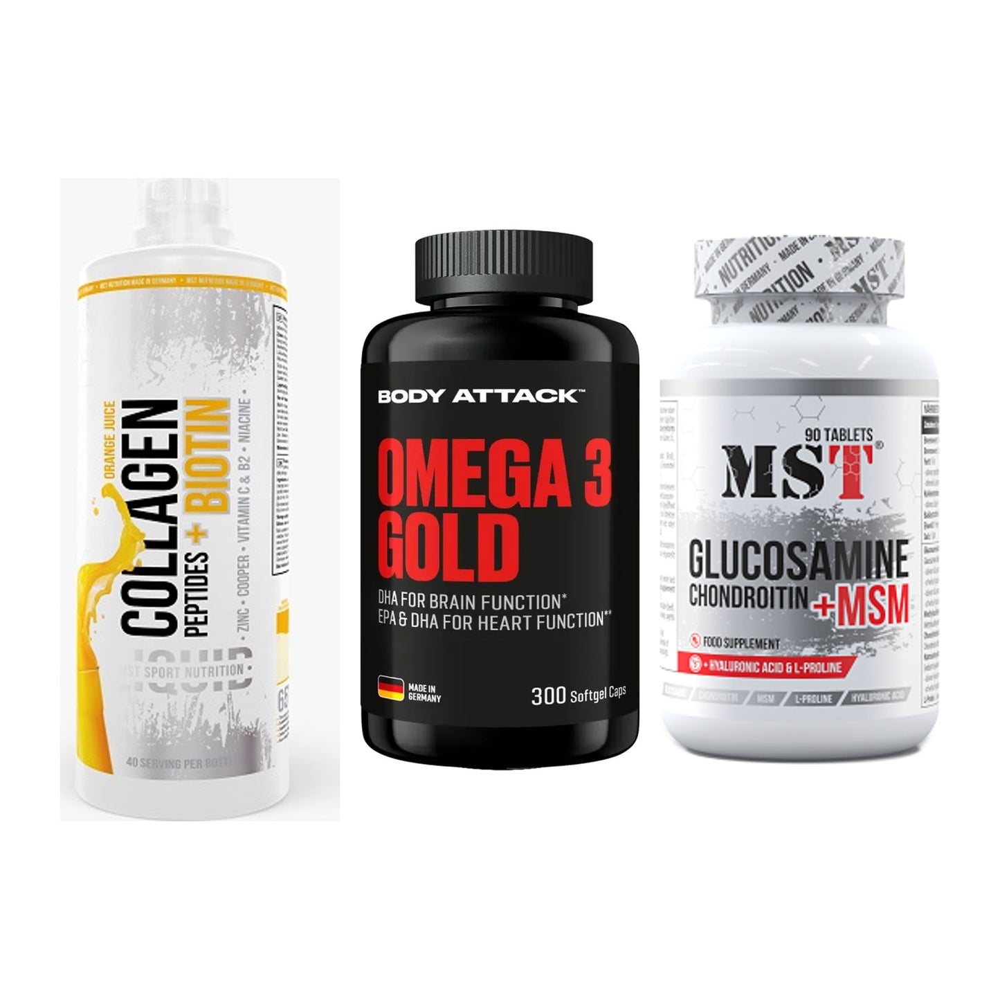 Gelenk-Set: MST Collagen + Body Attack Omega + MST Glucosamine – alle enthaltenen Artikel