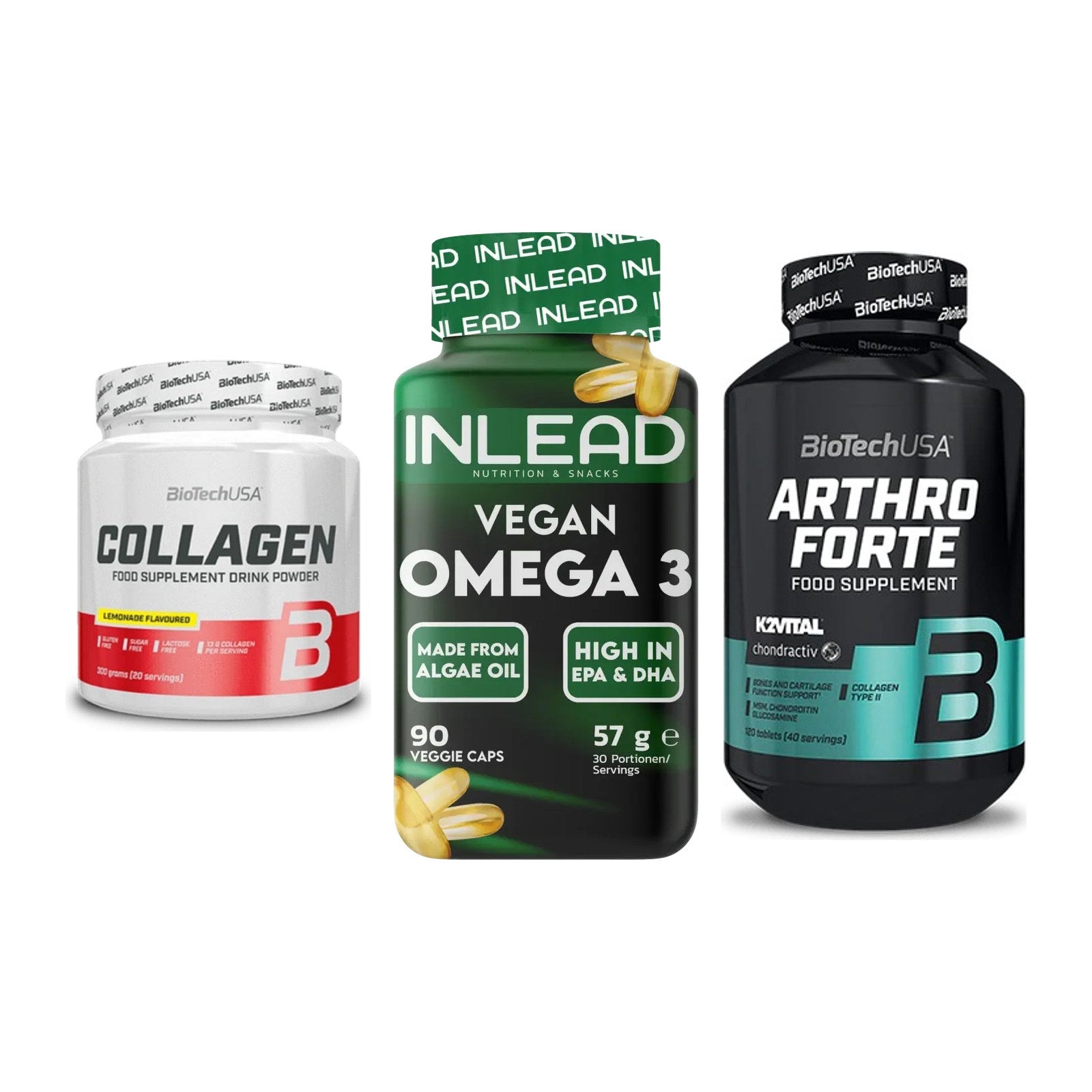 Gelenk-Set: BioTech Collagen + INLEAD Vegan + BioTech Arthro – alle enthaltenen Artikel