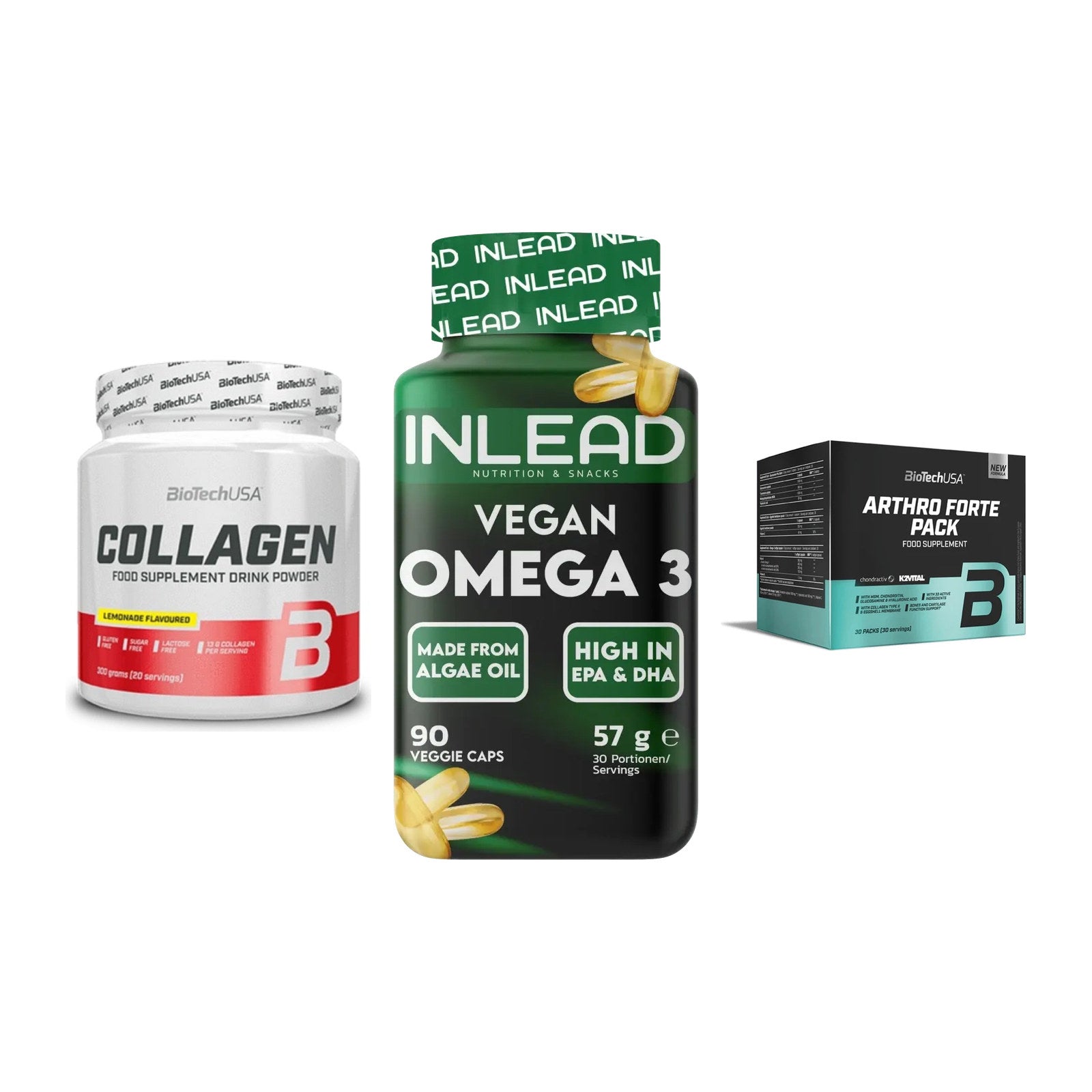 Gelenk-Set: BioTech Collagen + INLEAD Vegan + BioTech Arthro – alle enthaltenen Artikel
