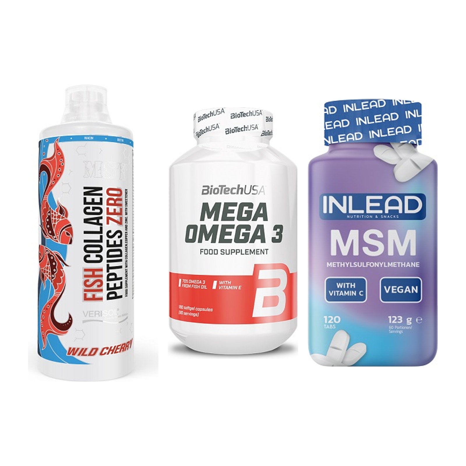 Gelenk-Set: MST Fish Collagen + BioTech Mega + INLEAD MSM – alle enthaltenen Artikel