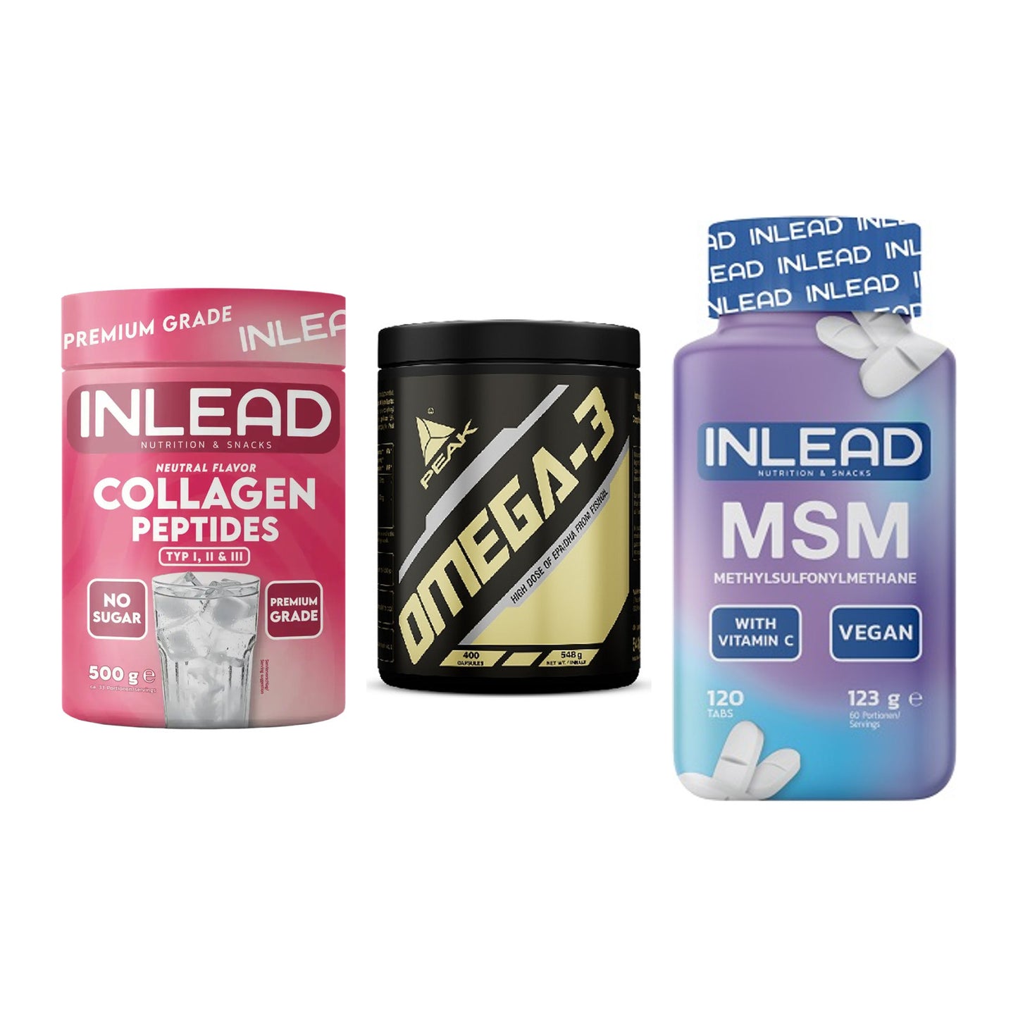Gelenk-Set: INLEAD Collagen + Peak Omega-3 + INLEAD MSM – alle enthaltenen Artikel