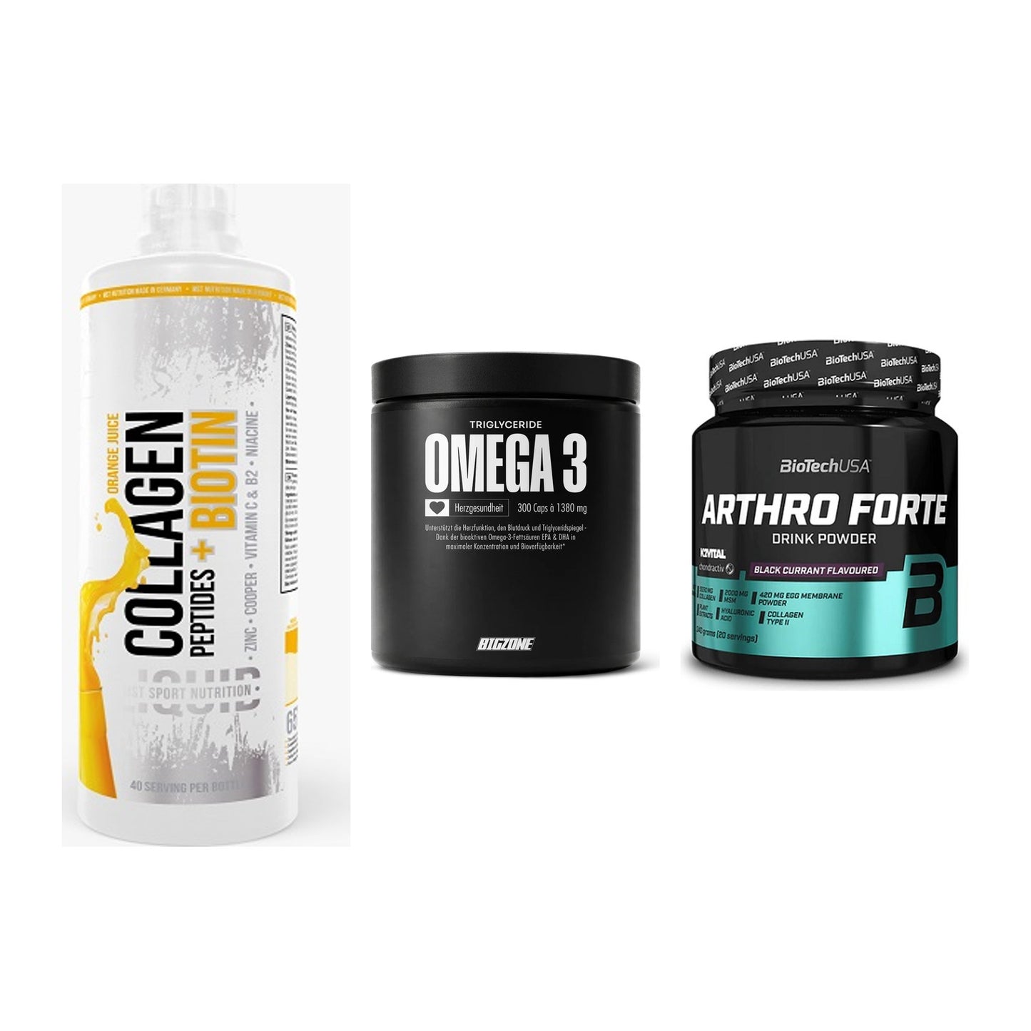 Gelenk-Set: MST Collagen + Big Zone Omega 3 + BioTech Arthro – alle enthaltenen Artikel