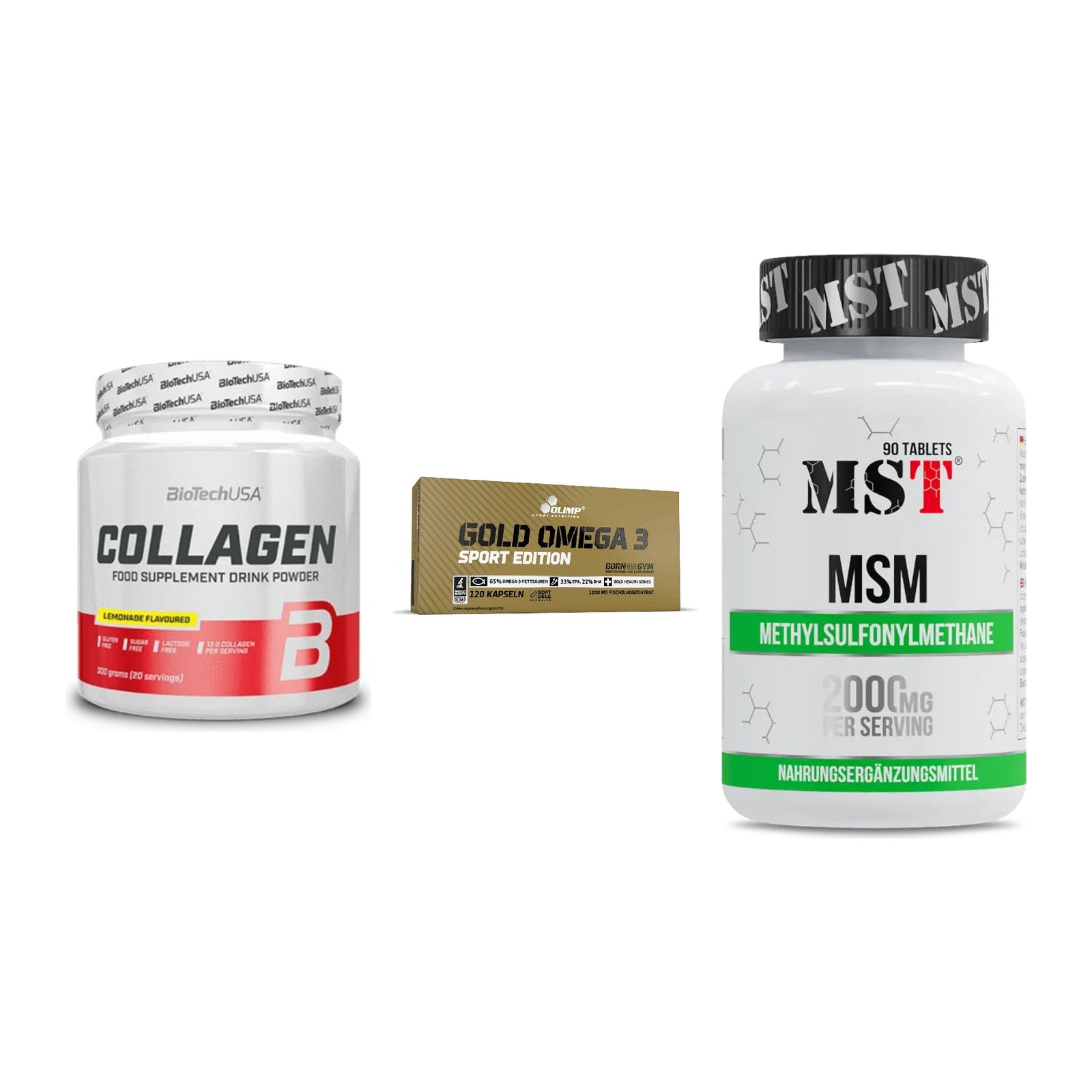 Gelenk-Set: BioTech Collagen + Olimp Omega 3 + MST MSM 2000 / – alle enthaltenen Artikel