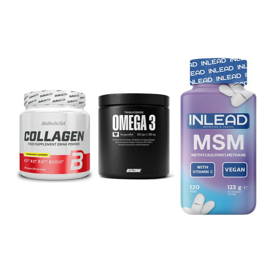Gelenk-Set: BioTech Collagen + Big Zone Omega 3 + INLEAD MSM – alle enthaltenen Artikel