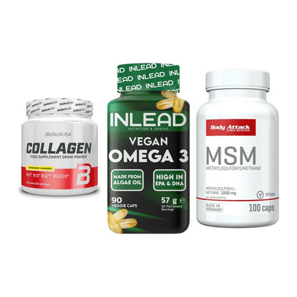 Gelenk-Set: BioTech Collagen + INLEAD Vegan Omega 3 + Body Attack MSM – alle enthaltenen Artikel