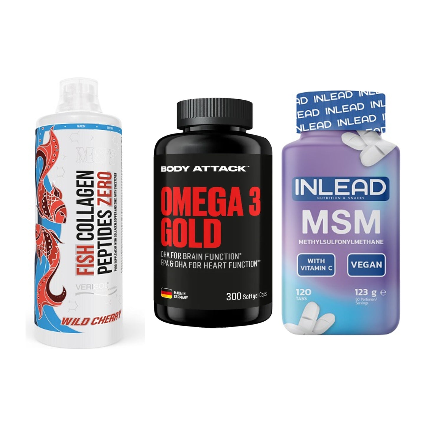 Gelenk-Set: MST Fish Collagen + Body Attack Omega + INLEAD MSM – alle enthaltenen Artikel
