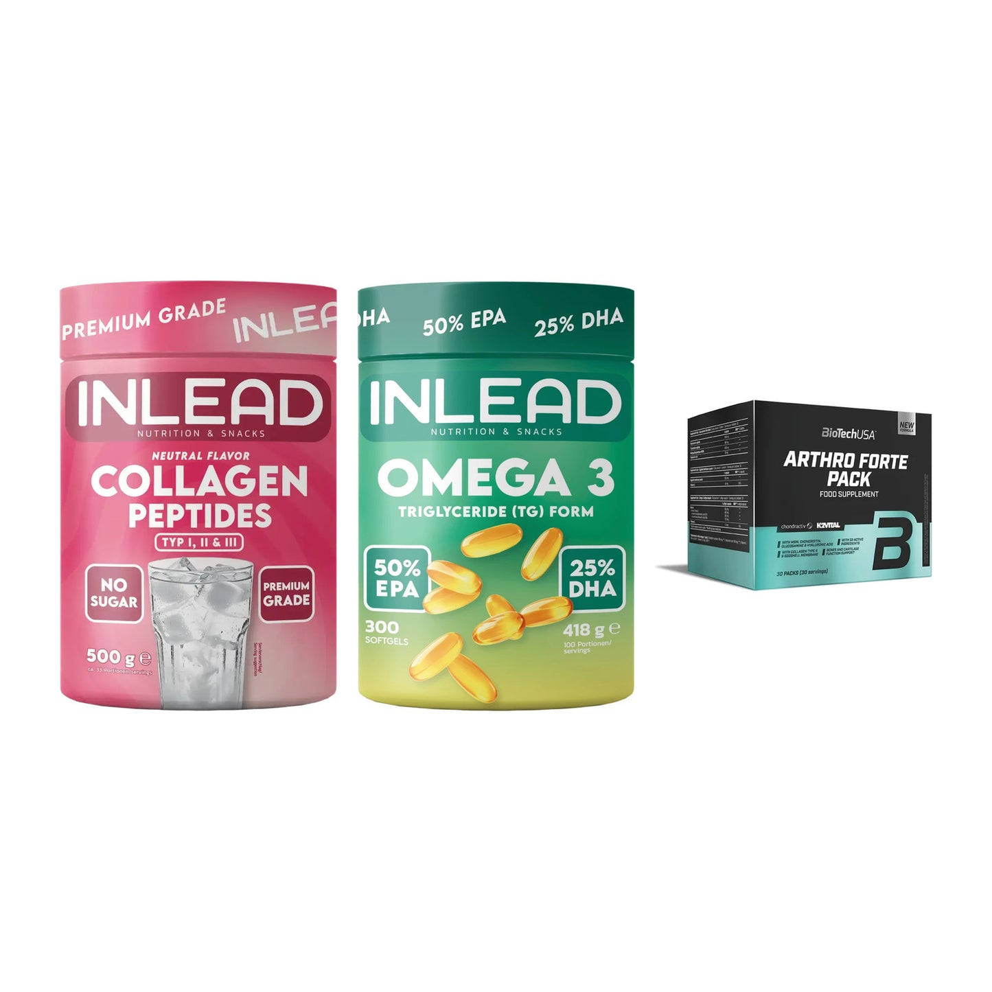 Gelenk-Set: INLEAD Collagen + INLEAD Omega-3 + BioTech Arthro – alle enthaltenen Artikel