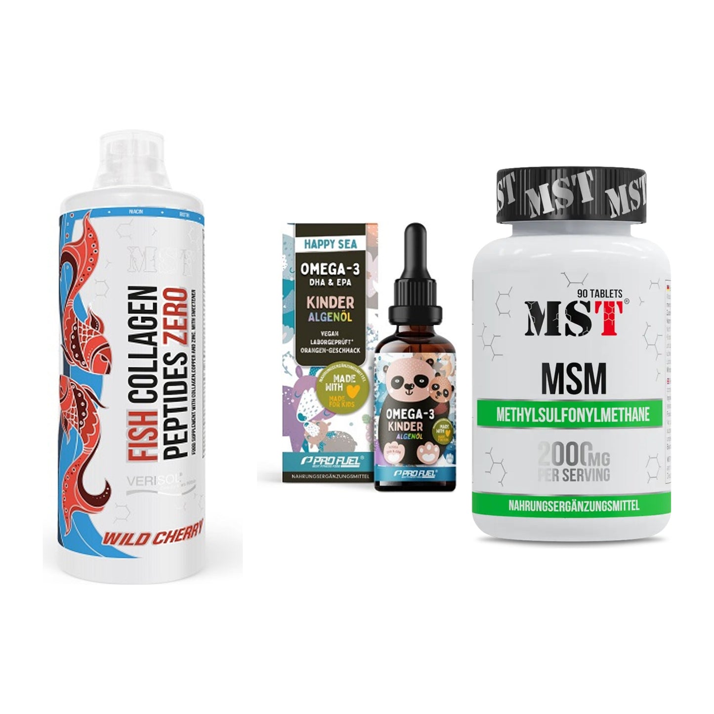 Gelenk-Set: MST Fish Collagen + ProFuel OMEGA-3 + MST MSM 2000 / – alle enthaltenen Artikel