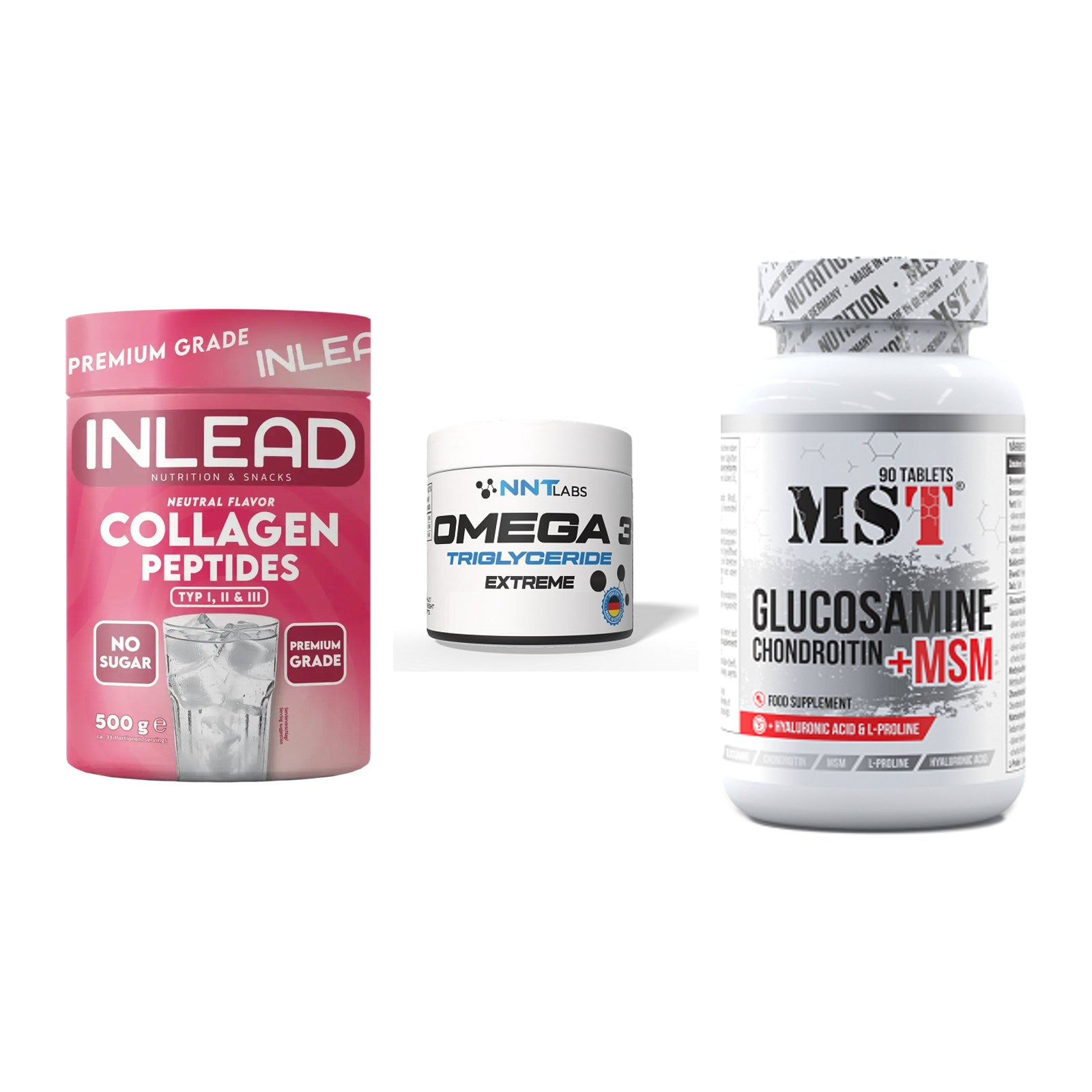 Gelenk-Set: INLEAD Collagen + NNT Omega 3 + MST Glucosamine – alle enthaltenen Artikel