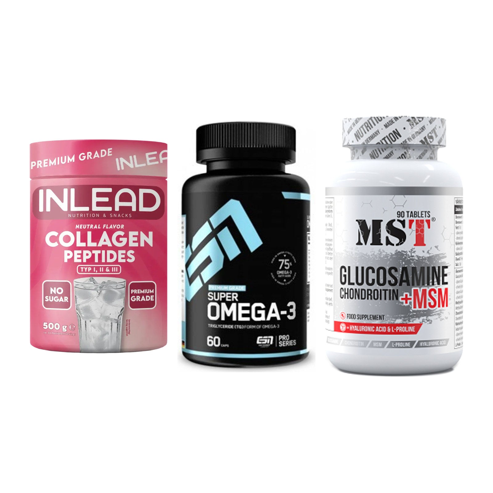 Gelenk-Set: INLEAD Collagen + ESN Omega 3 + MST Glucosamine – alle enthaltenen Artikel