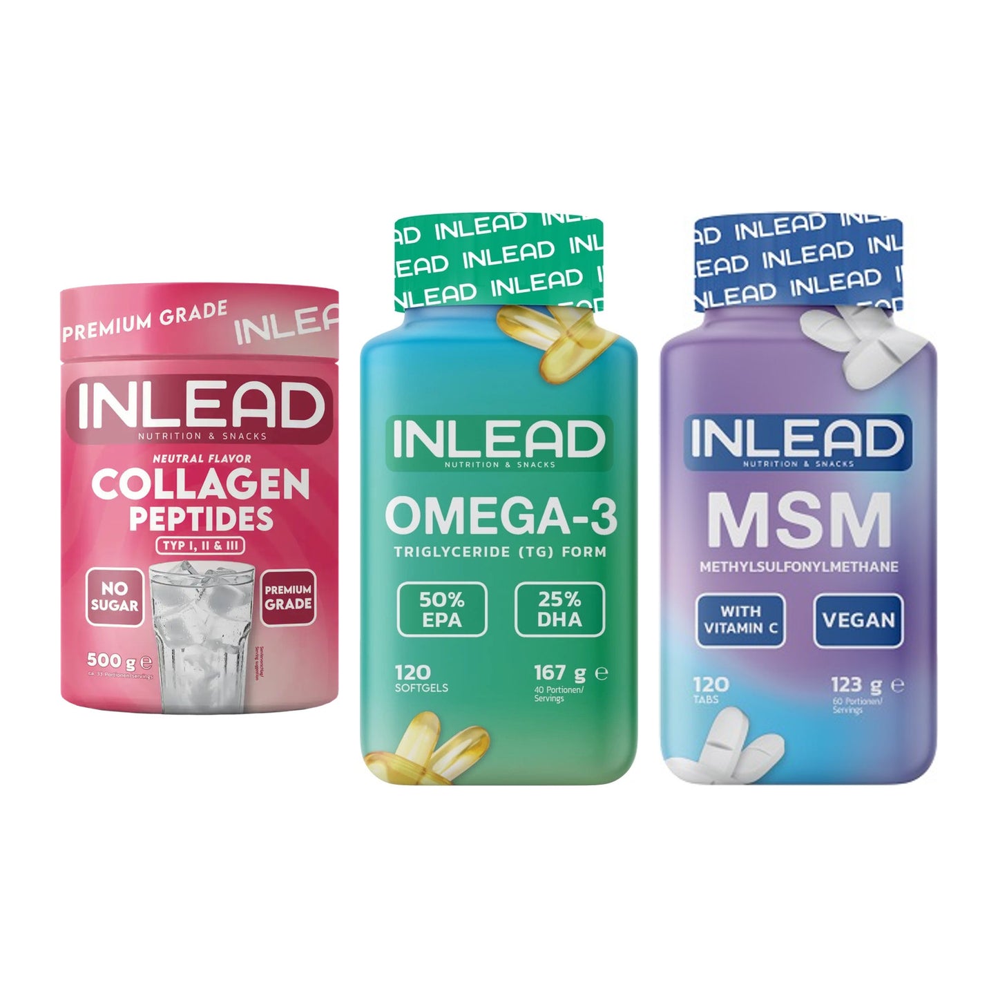 Gelenk-Set: INLEAD Collagen + INLEAD Omega-3 + INLEAD MSM – alle enthaltenen Artikel