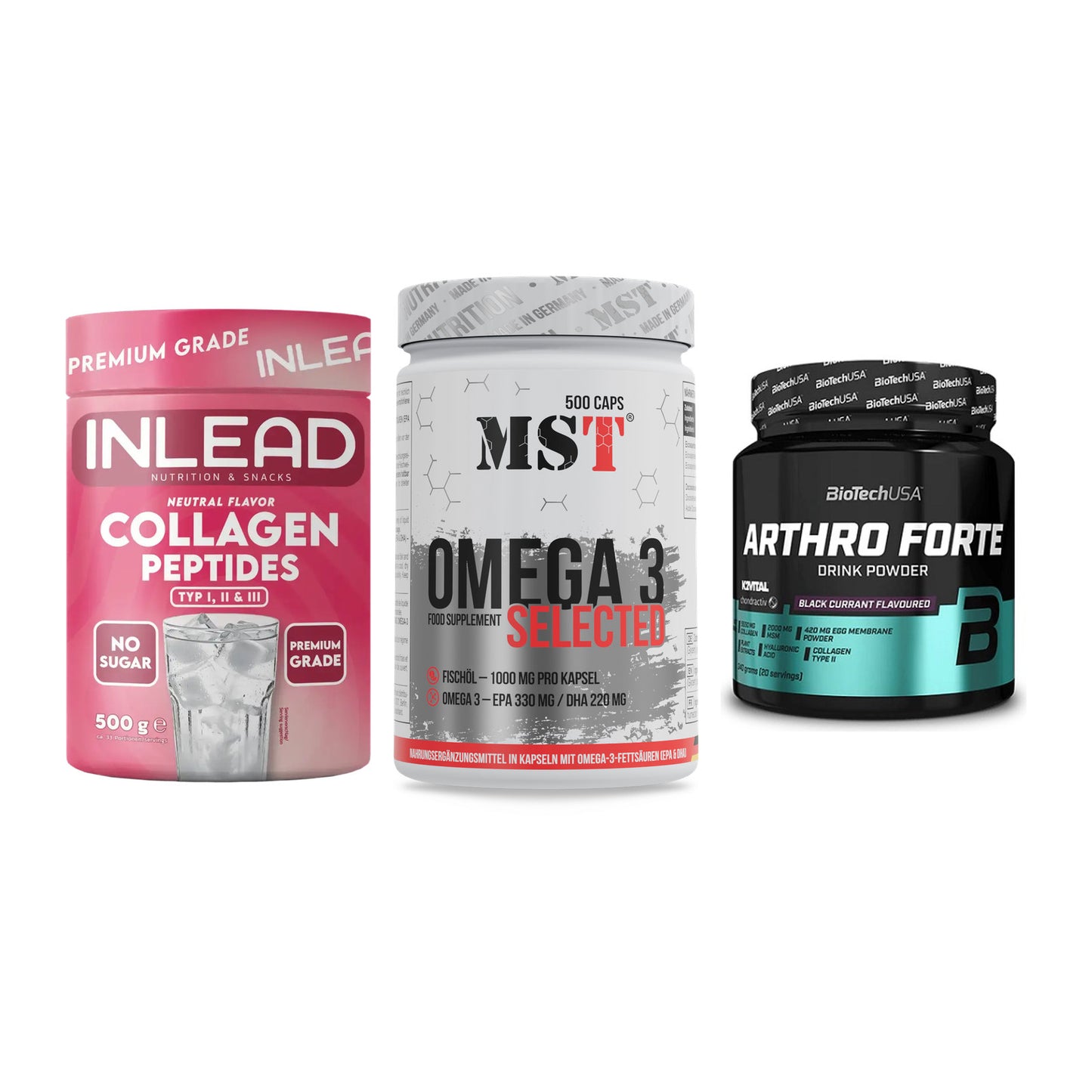 Gelenk-Set: INLEAD Collagen + MST Omega 3 + BioTech Arthro – alle enthaltenen Artikel