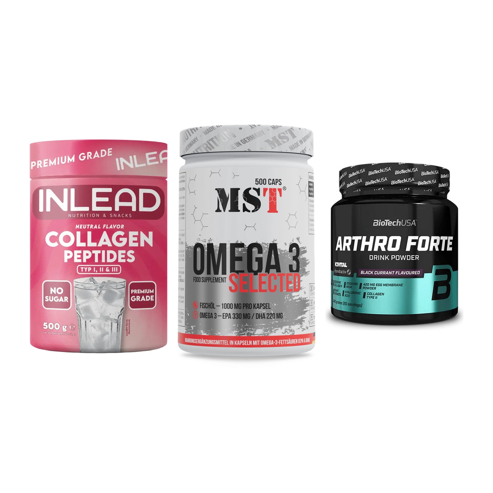 Gelenk-Set: INLEAD Collagen + MST Omega 3 + BioTech Arthro – alle enthaltenen Artikel