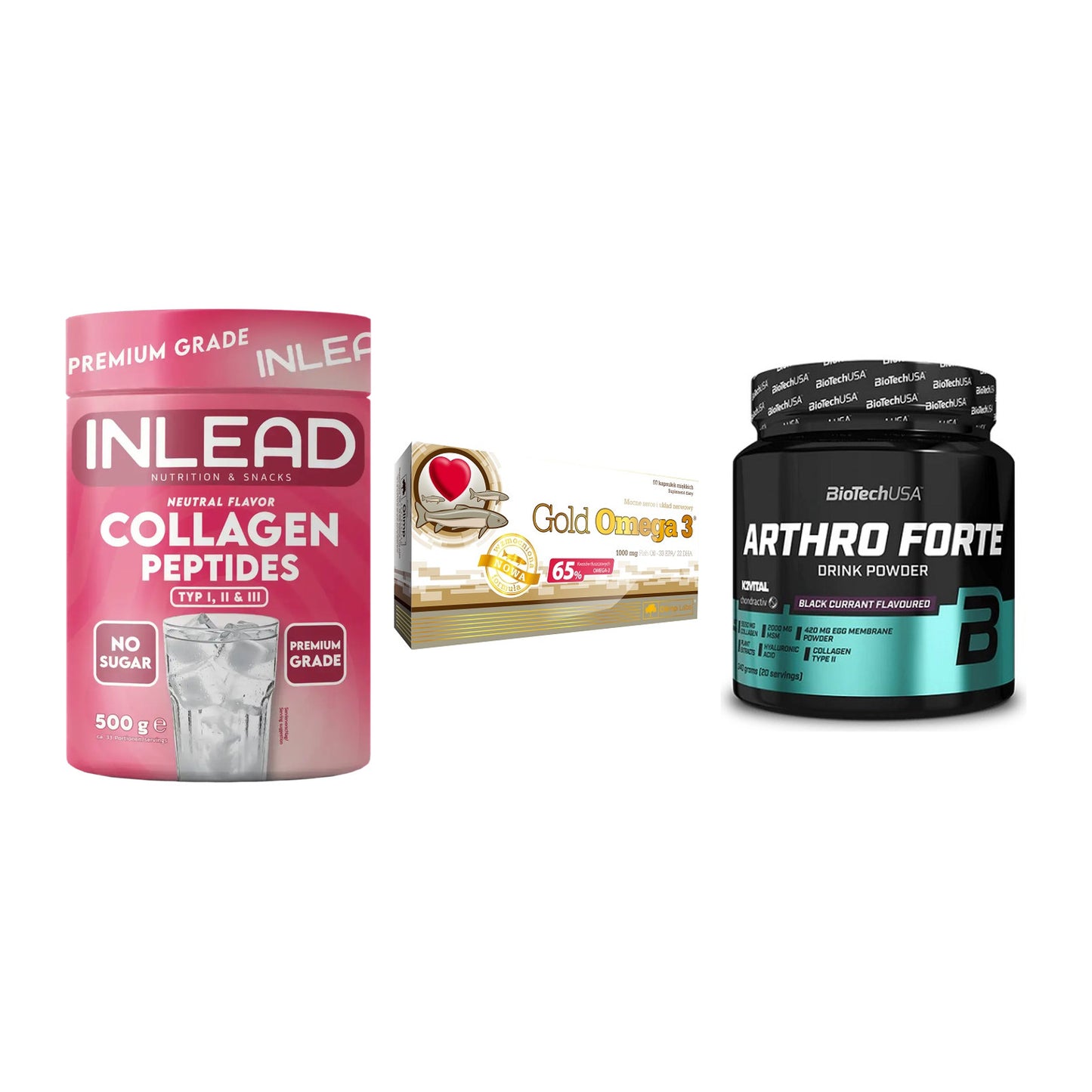 Gelenk-Set: INLEAD Collagen + Olimp Omega 3 + BioTech Arthro – alle enthaltenen Artikel