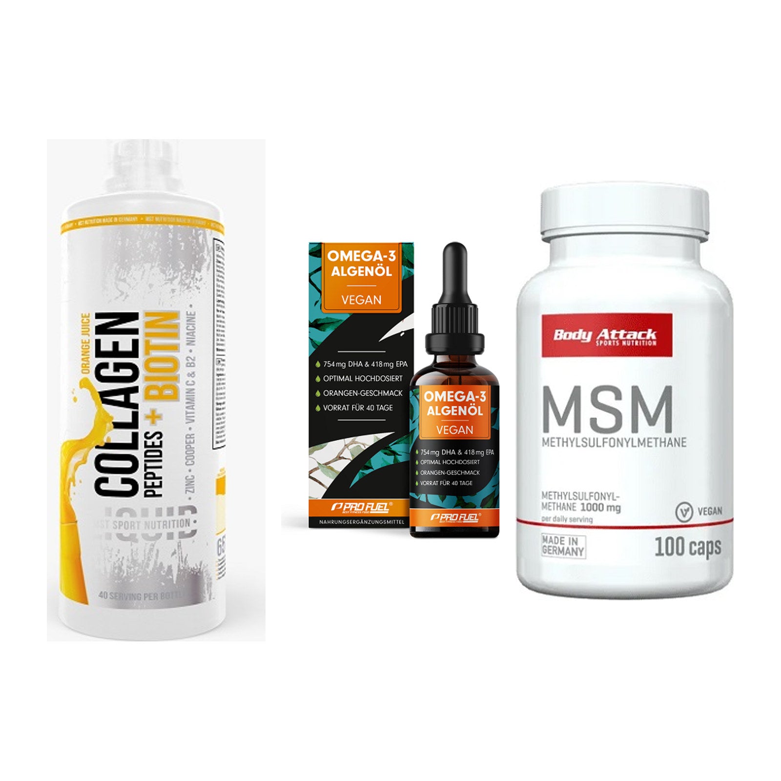 Gelenk-Set: MST Collagen + ProFuel Omega 3 + Body Attack MSM – alle enthaltenen Artikel