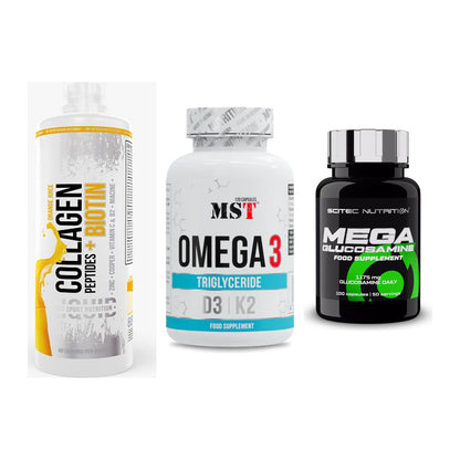 Gelenk-Set: MST Collagen + MST Omega 3 500 + Scitec Mega – alle enthaltenen Artikel