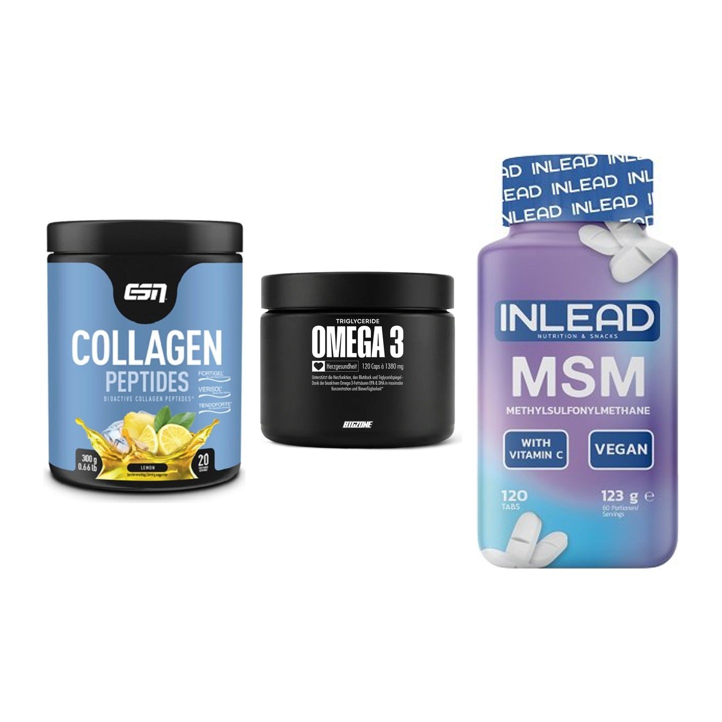 Gelenk-Set: ESN Collagen + Big Zone Omega 3 + INLEAD MSM – alle enthaltenen Artikel