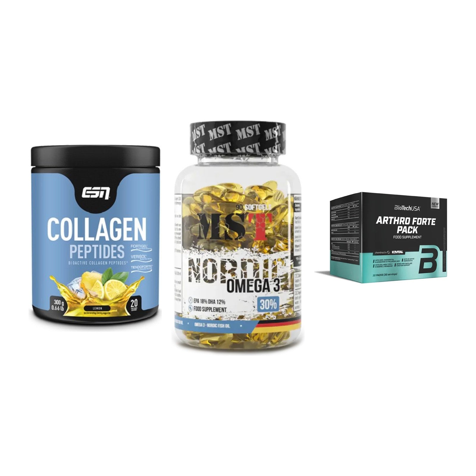 Gelenk-Set: ESN Collagen + MST Omega 3 + BioTech Arthro – alle enthaltenen Artikel