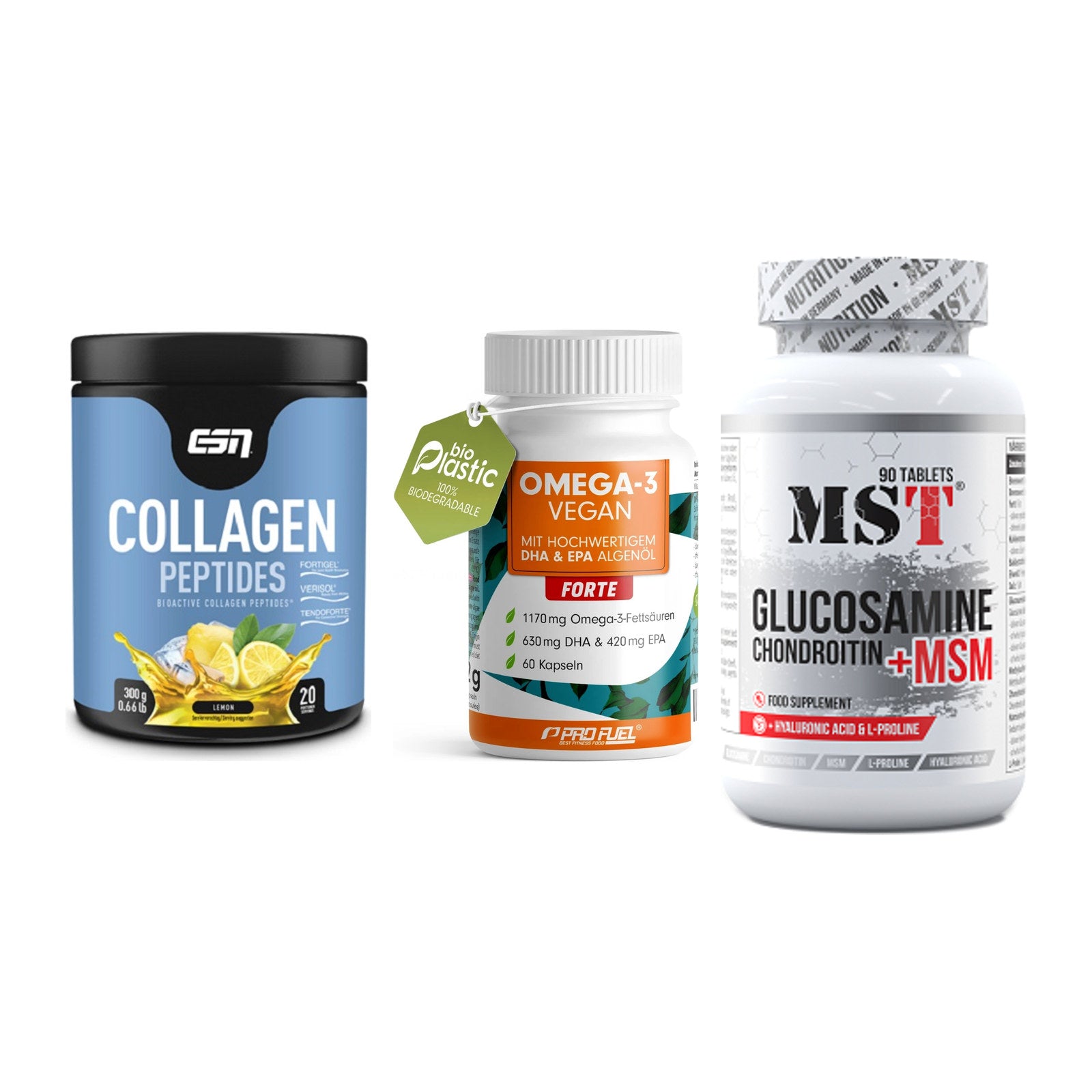 Gelenk-Set: ESN Collagen + ProFuel Omega 3 + MST Glucosamine – alle enthaltenen Artikel