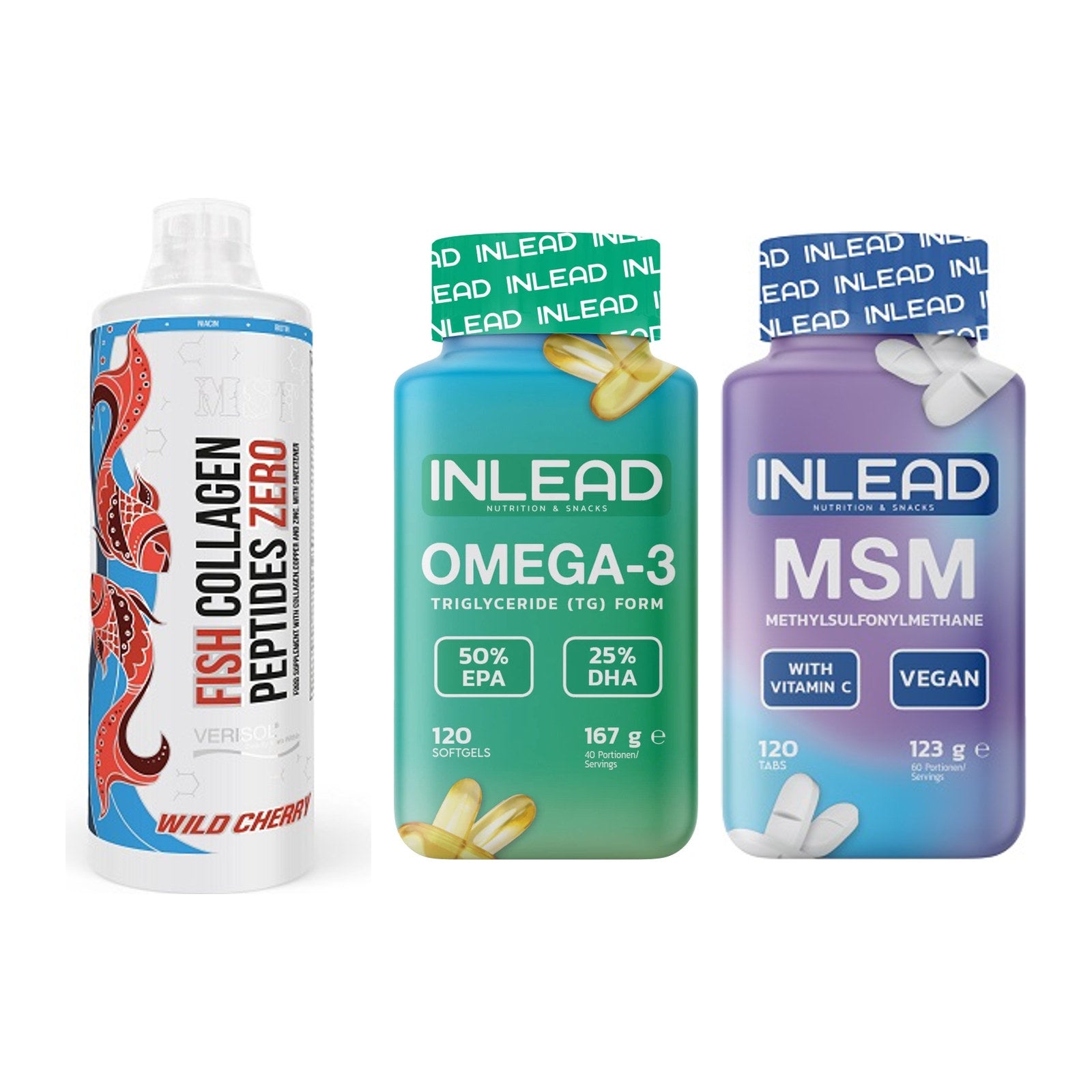 Gelenk-Set: MST Fish Collagen + INLEAD Omega-3 + INLEAD MSM – alle enthaltenen Artikel