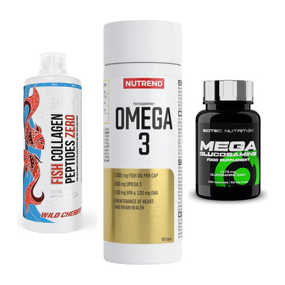 Gelenk-Set: MST Fish Collagen + Nutrend Omega 3 + Scitec Mega – alle enthaltenen Artikel