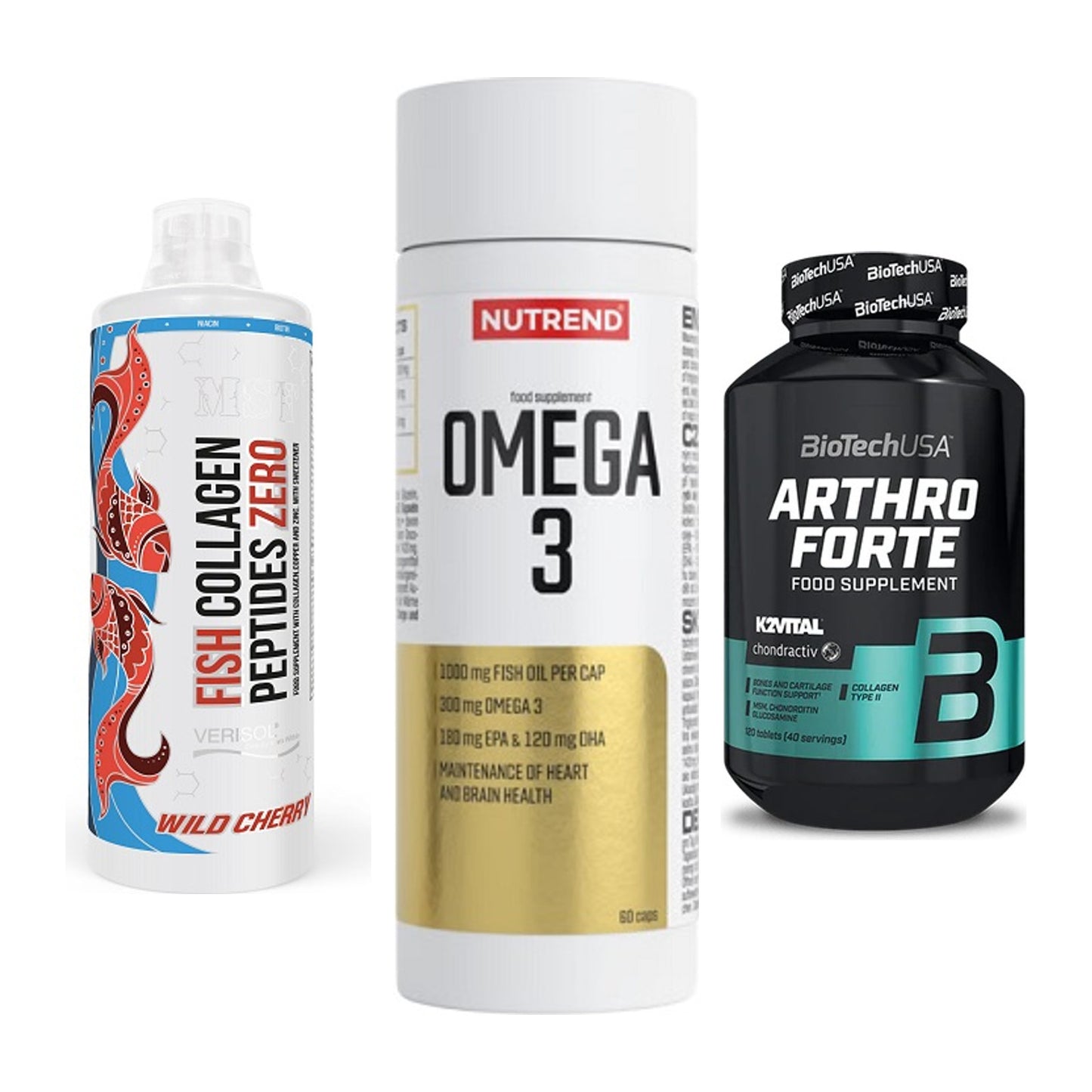 Gelenk-Set: MST Fish Collagen + Nutrend Omega 3 + BioTech Arthro – alle enthaltenen Artikel