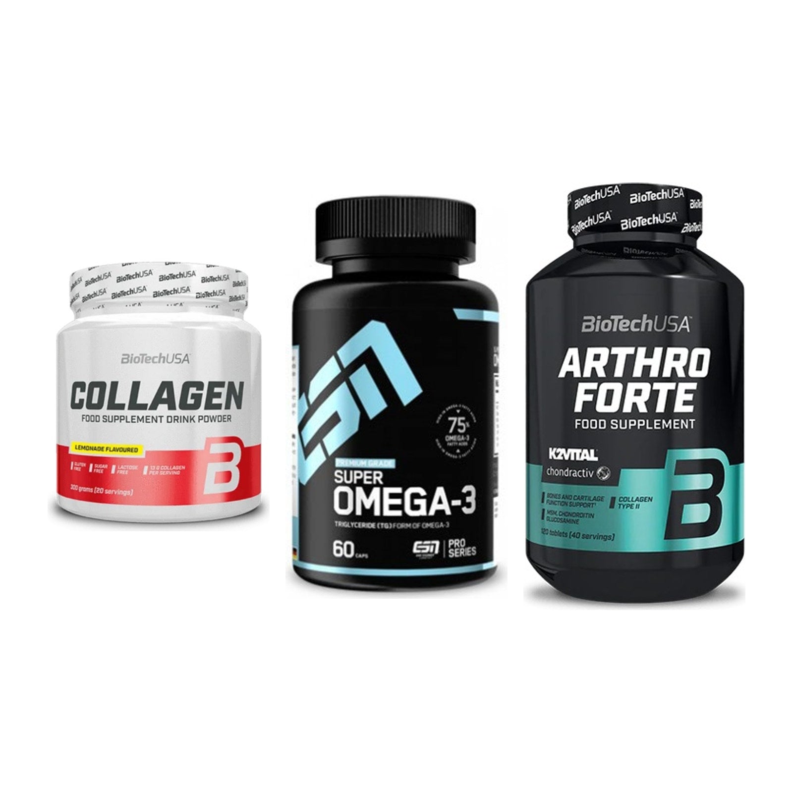 Gelenk-Set: BioTech Collagen + ESN Omega 3 + BioTech Arthro – alle enthaltenen Artikel