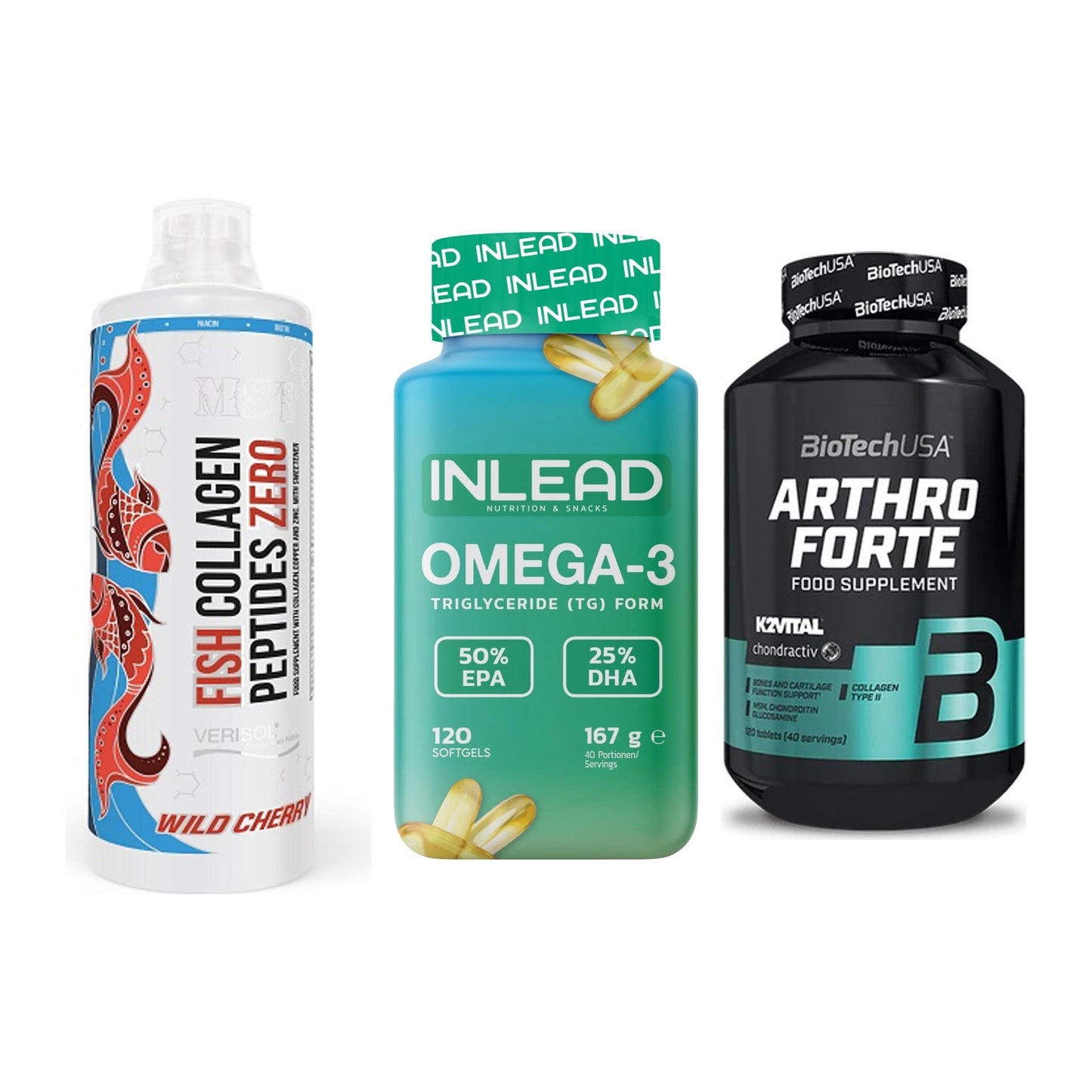 Gelenk-Set: MST Fish Collagen + INLEAD Omega-3 + BioTech Arthro – alle enthaltenen Artikel