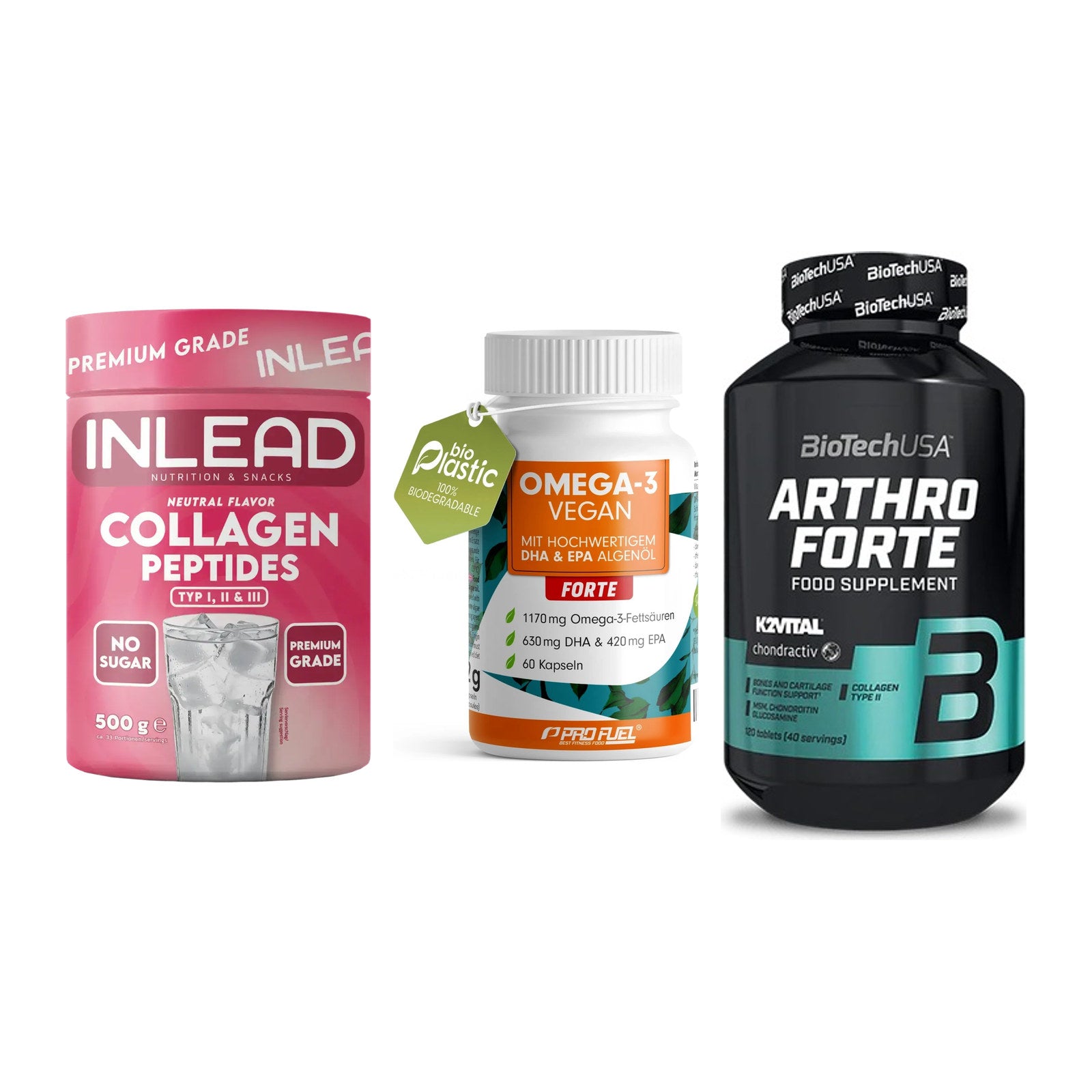 Gelenk-Set: INLEAD Collagen + ProFuel Omega 3 + BioTech Arthro – alle enthaltenen Artikel