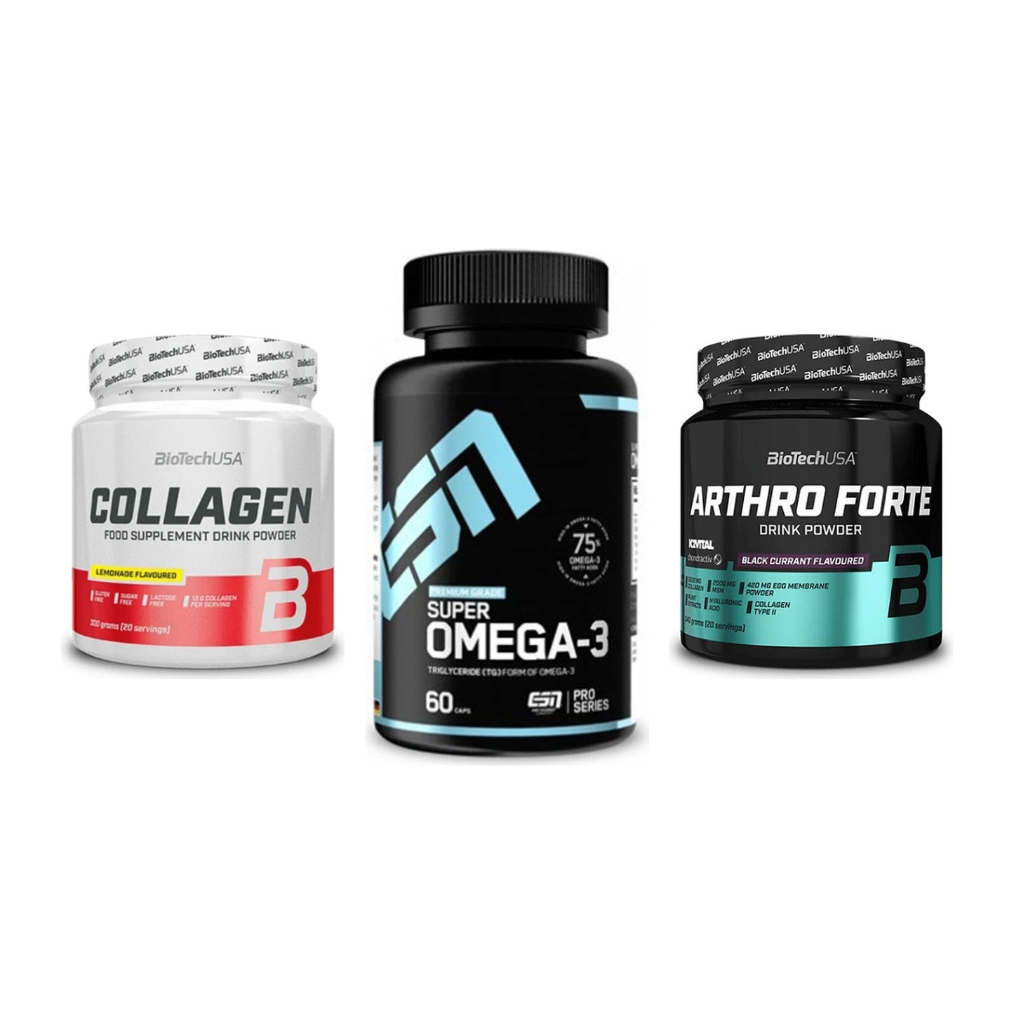 Gelenk-Set: BioTech Collagen + ESN Omega 3 + BioTech Arthro Forte – alle enthaltenen Artikel