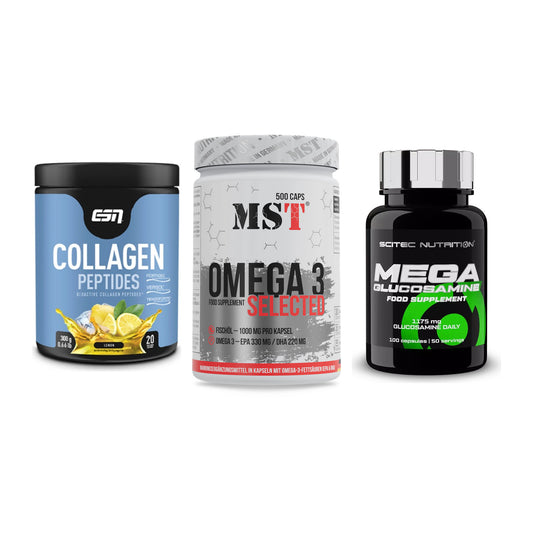 Gelenk-Set: ESN Collagen + MST Omega 3 + Scitec Mega – alle enthaltenen Artikel