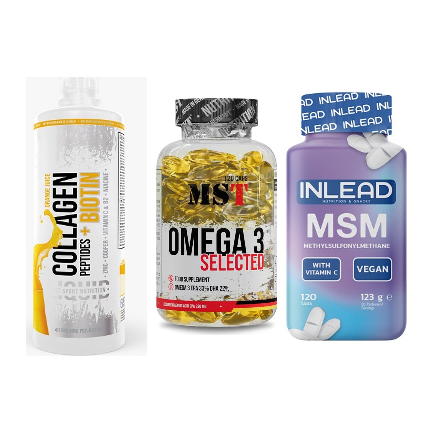 Gelenk-Set: MST Collagen + MST Omega 3 + INLEAD MSM – alle enthaltenen Artikel