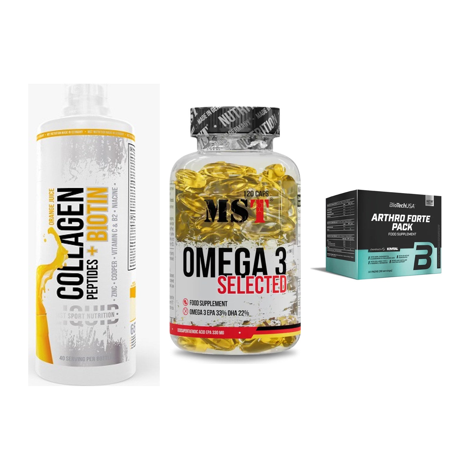 Gelenk-Set: MST Collagen + MST Omega 3 + BioTech Arthro – alle enthaltenen Artikel