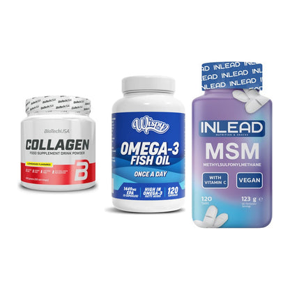Gelenk-Set: BioTech Collagen + Wispy Omega 3 + INLEAD MSM – alle enthaltenen Artikel
