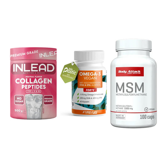 Gelenk-Set: INLEAD Collagen + ProFuel Omega 3 + Body Attack MSM – alle enthaltenen Artikel