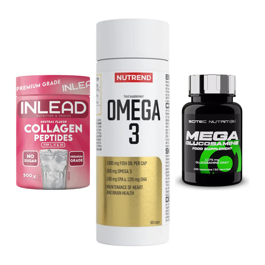 Gelenk-Set: INLEAD Collagen + Nutrend Omega 3 + Scitec Mega – alle enthaltenen Artikel