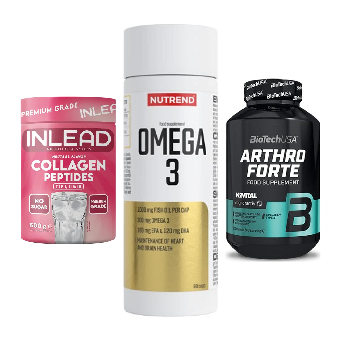 Gelenk-Set: INLEAD Collagen + Nutrend Omega 3 + BioTech Arthro – alle enthaltenen Artikel