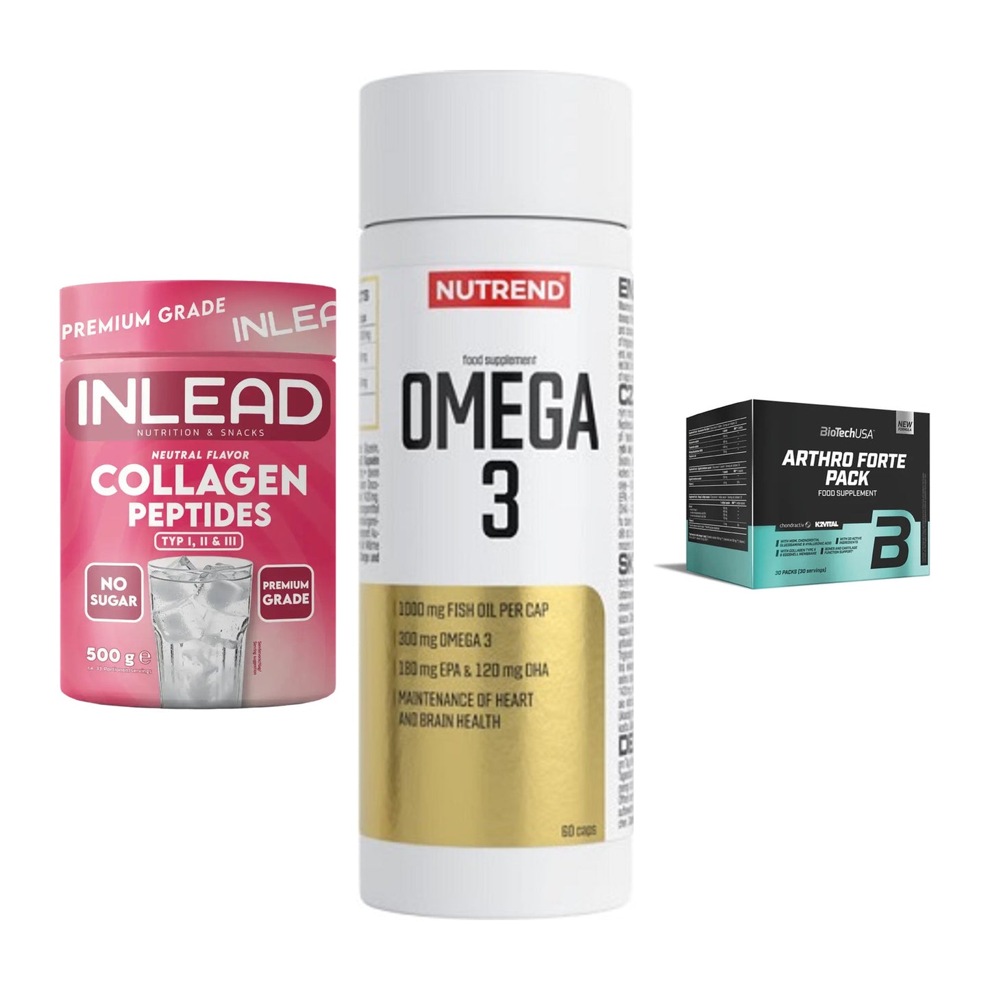 Gelenk-Set: INLEAD Collagen + Nutrend Omega 3 + BioTech Arthro – alle enthaltenen Artikel