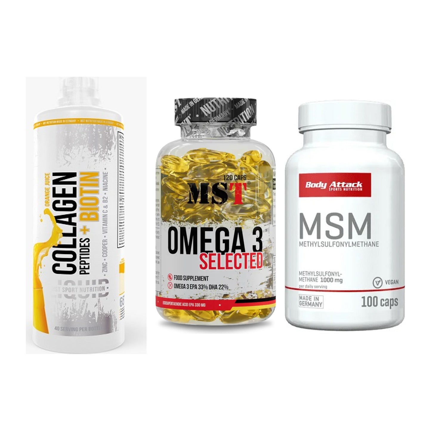 Gelenk-Set: MST Collagen + MST Omega 3 + Body Attack MSM – alle enthaltenen Artikel