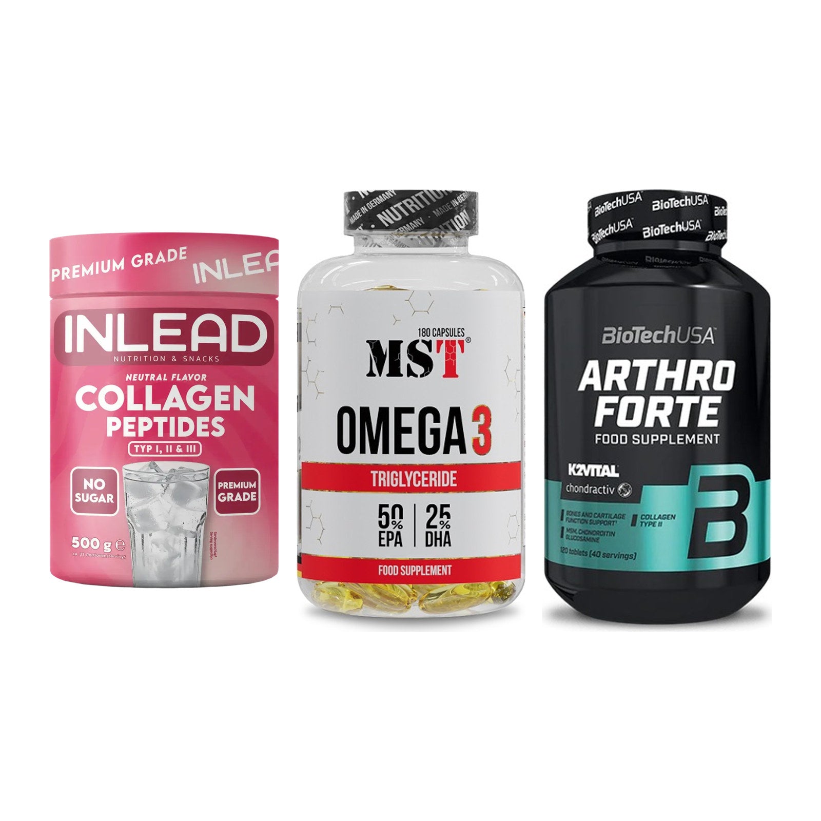 Gelenk-Set: INLEAD Collagen + MST Omega 3 + BioTech Arthro – alle enthaltenen Artikel